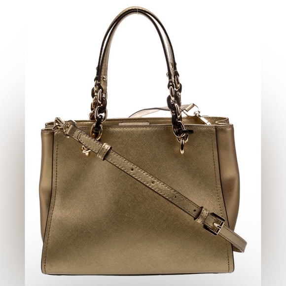 Michael Kors Sofia laser perforated leather gold tone